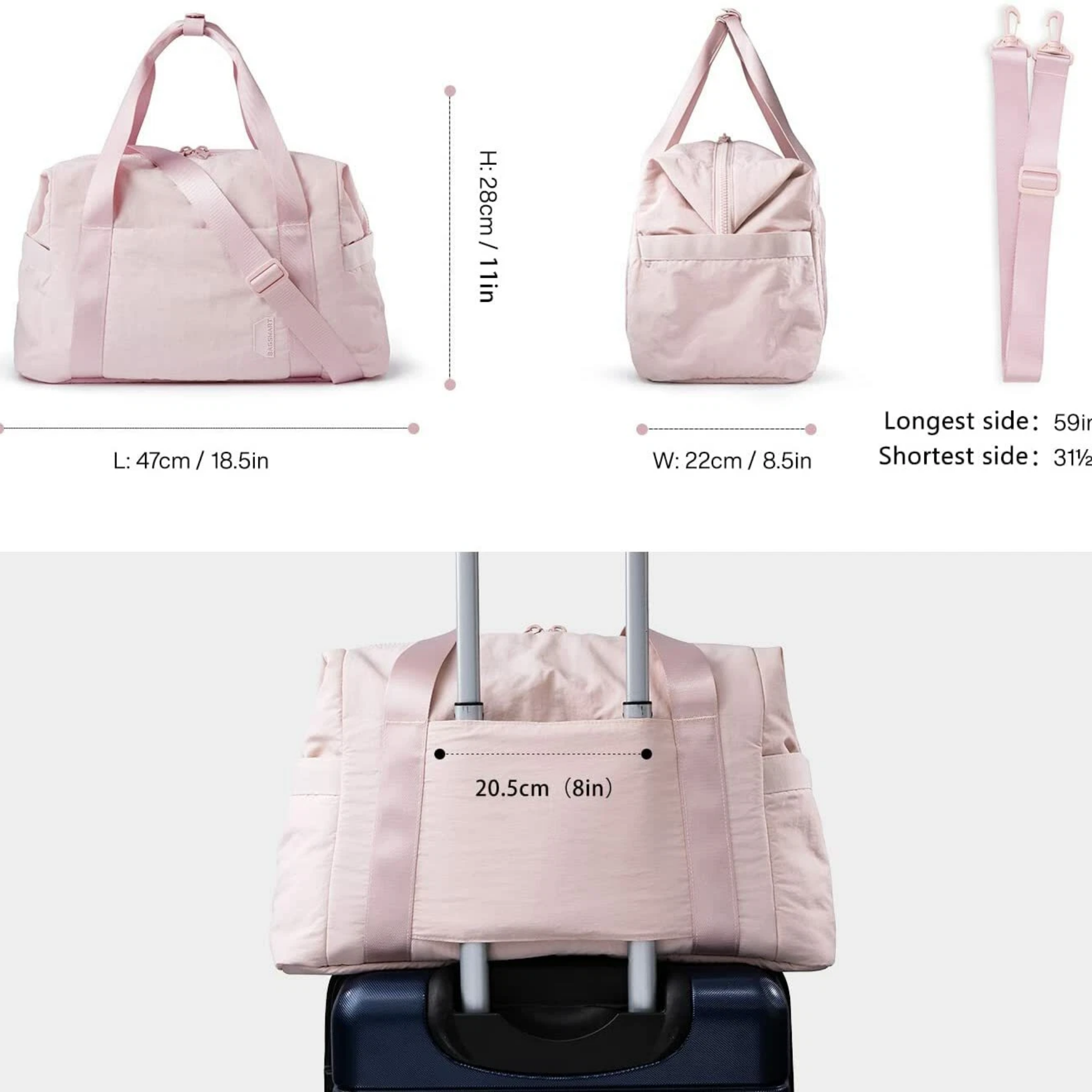 Bolsa de Viaje BAGSMART Nylon Weekender (Equipaje de mano)